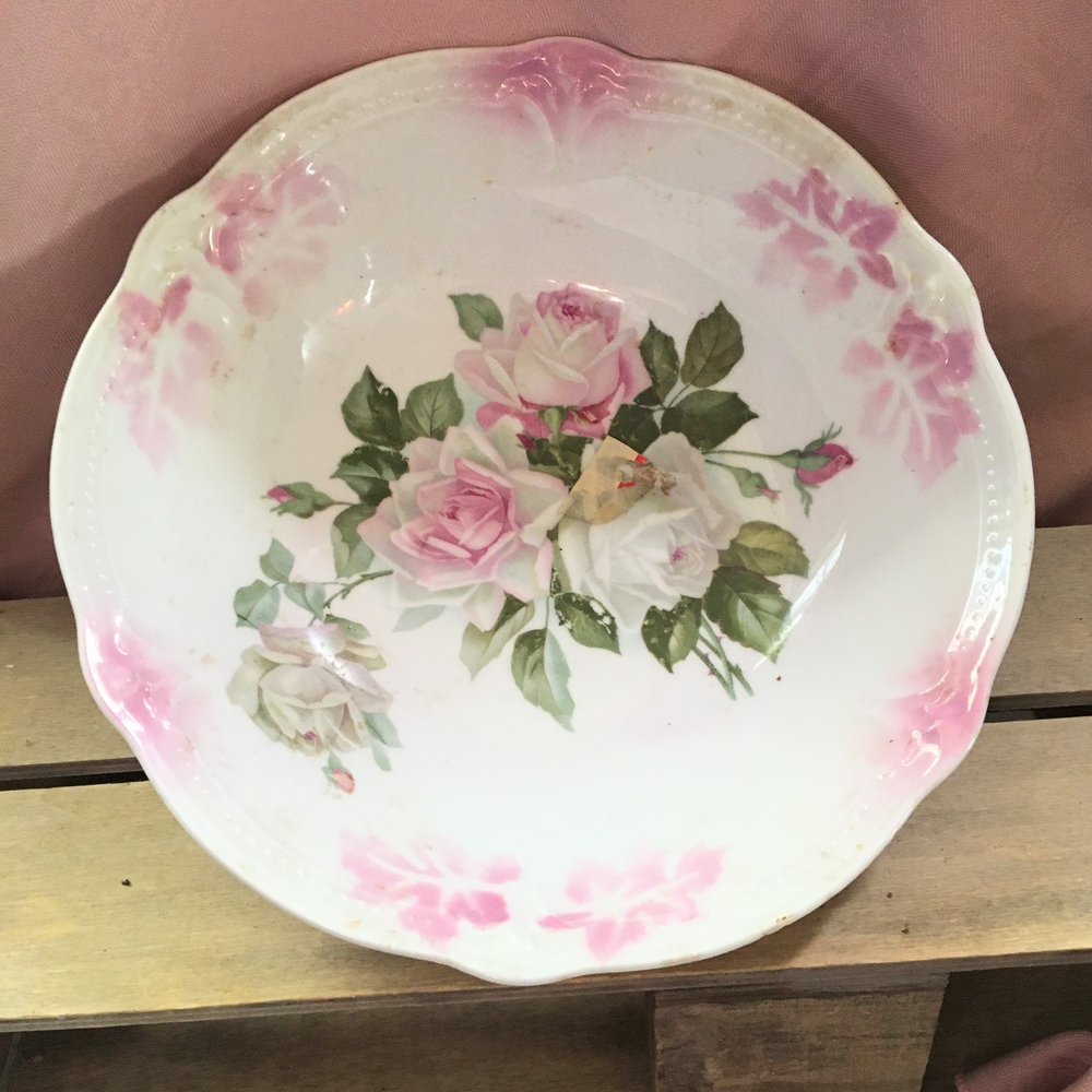 Floral Pink and White Decorative Bowl